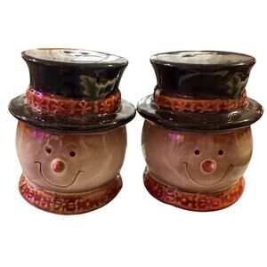 Vintage Christmas Snowman Ceramic Salt‎ & Pepper Shakers